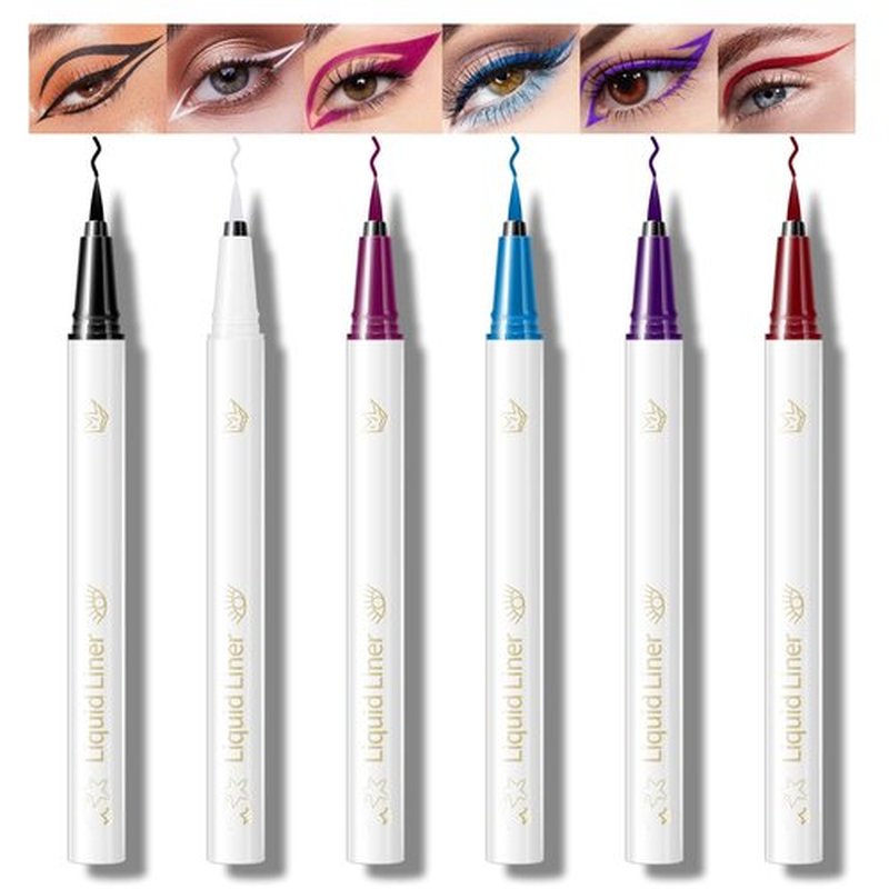 KYDA 6 Colors Liquid Eyeliner Kit, Matte Liquid Eyeliner Set, Lasting Tinted Eyeliner with Fine Brush Tip, Waterproof Smudge-Proof, Colorful Eyeliner Makeup Gift, 6 Pcs, Set A