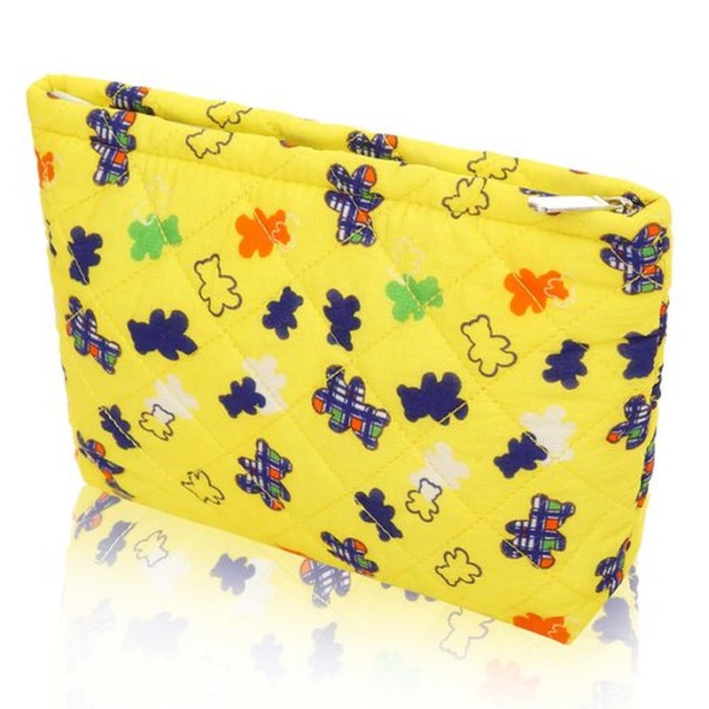 Wudimeitt Cosmetic bag Makeup bag Preppy Cute Corduroy Toiletry bag for women travel essentials (Yellow bear)