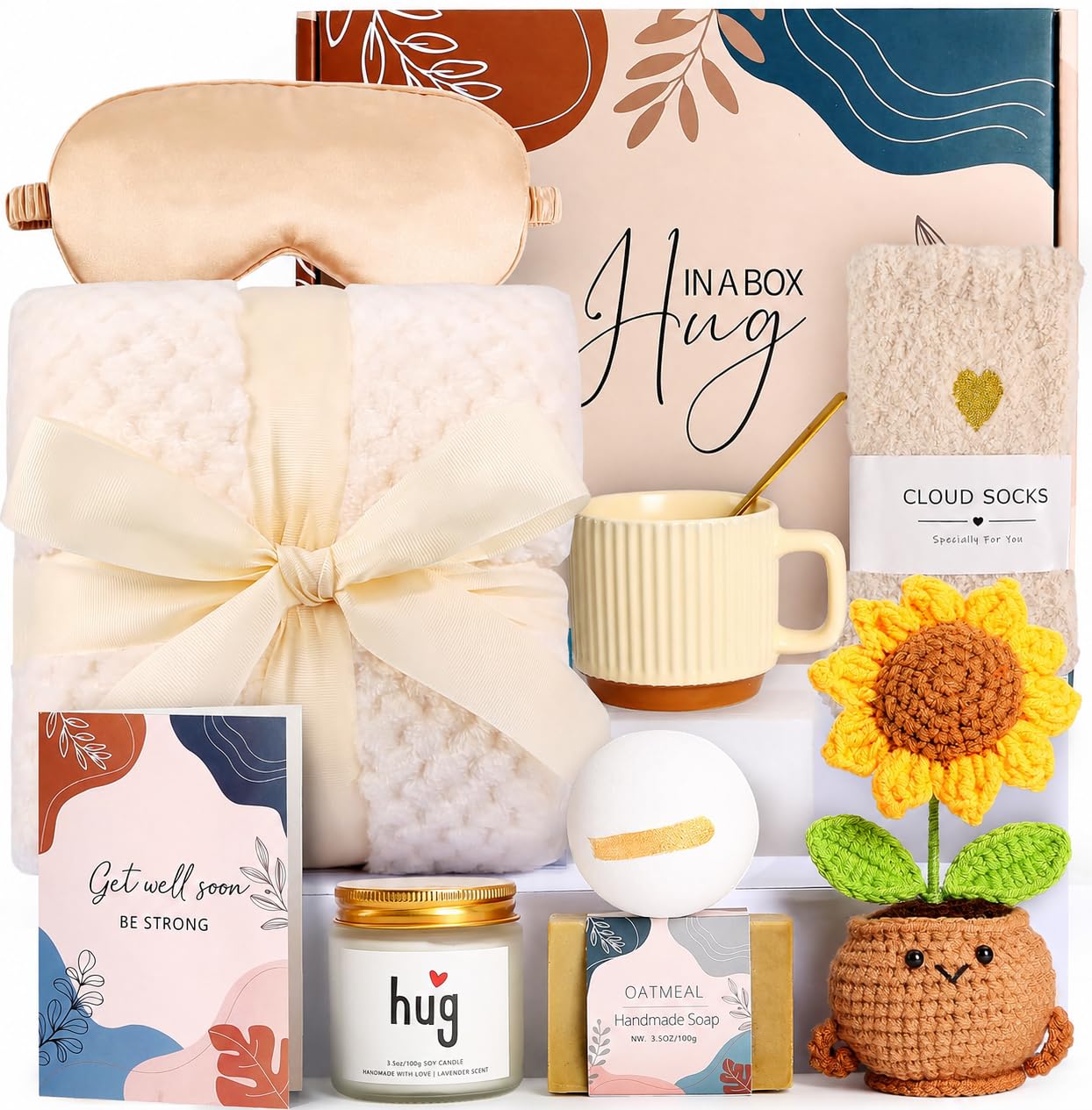 Get Well Soon Gift Baskets for Women, Surgery Recovery Care Package, Sympathy Gifts for Loss of Loved One, Thoughtful Care Package for Mom Her Wife Friends
