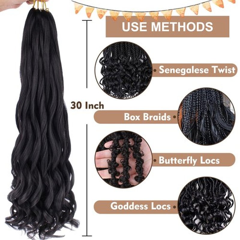 COOKOO 30 Inch 9 Packs Pre Stretched French Curly Braiding Hair Ginger Bouncy Loose Wave Braiding Hair Copper Red Spanish Curly Braids for Black Women Wave Crochet Synthetic Braids Hair Extentions
