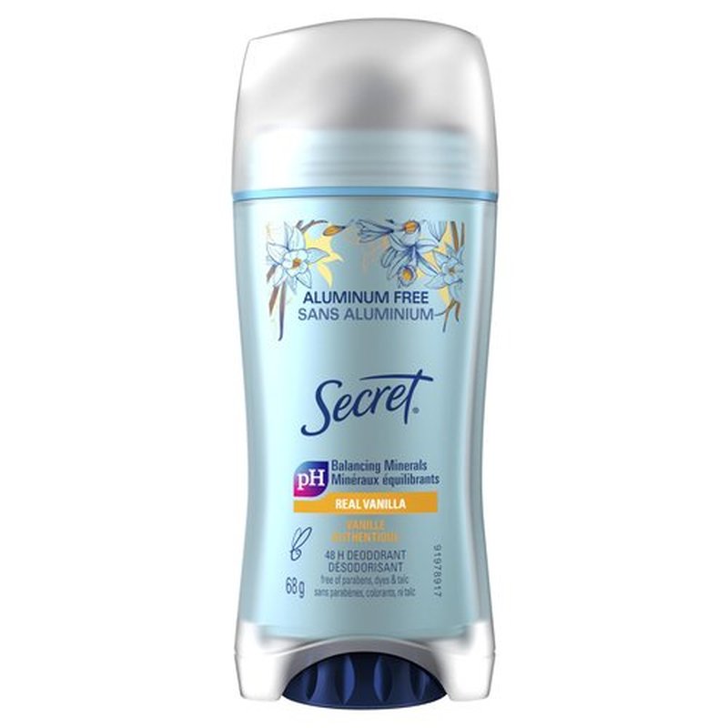 Secret Aluminum Free Deodorant for Women, Vanilla, 2.4 oz (Pack of 3)