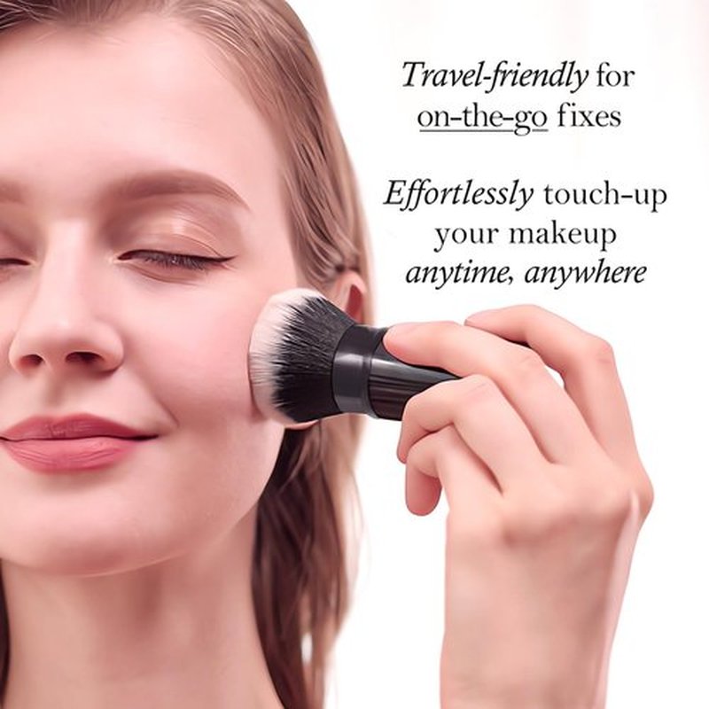 LORYP Retractable Makeup Brush Black Kabuki Foundation Brush for liquid Cream and Powder Makeup 2 Pack Travel Makeup Brush Set