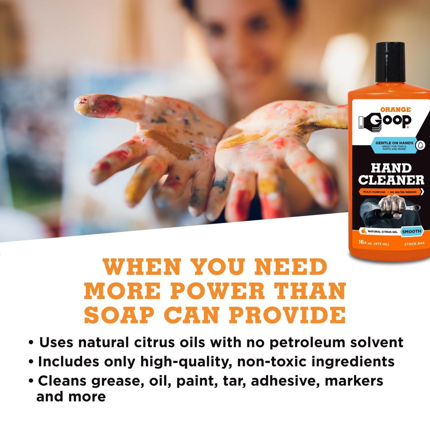 GOOP Orange Liquid Multi-Purpose Waterless Hand Cleaner - 16 oz Flip-Top Bottle (Pack of 2)