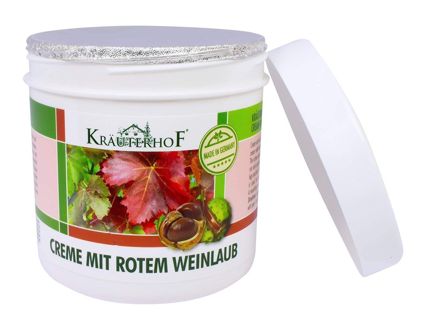 Krauterhof Horse Chestnut & Red Vine Cream for Varicose Veins, Aching Legs - 250ml, All Skin Types