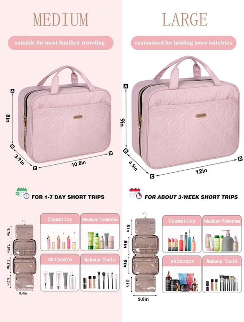 BALULHG Pink Toiletry Bag, Makeup Organizer, Travel Bag For Women Mens Toiletries, Waterproof with Hanging Hook, Large Capacity