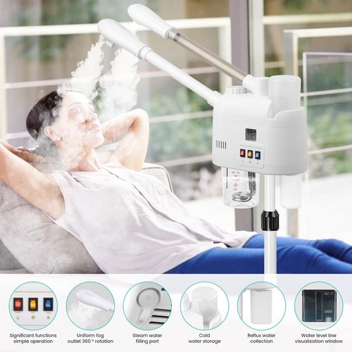 Retain time face steamer for hot and cold, Face Steamer with More Steam, Adjustable Height for Face Steamer Suitable for Personal Home and Professional Personal Care Places, Moisturizing or Hydrating.