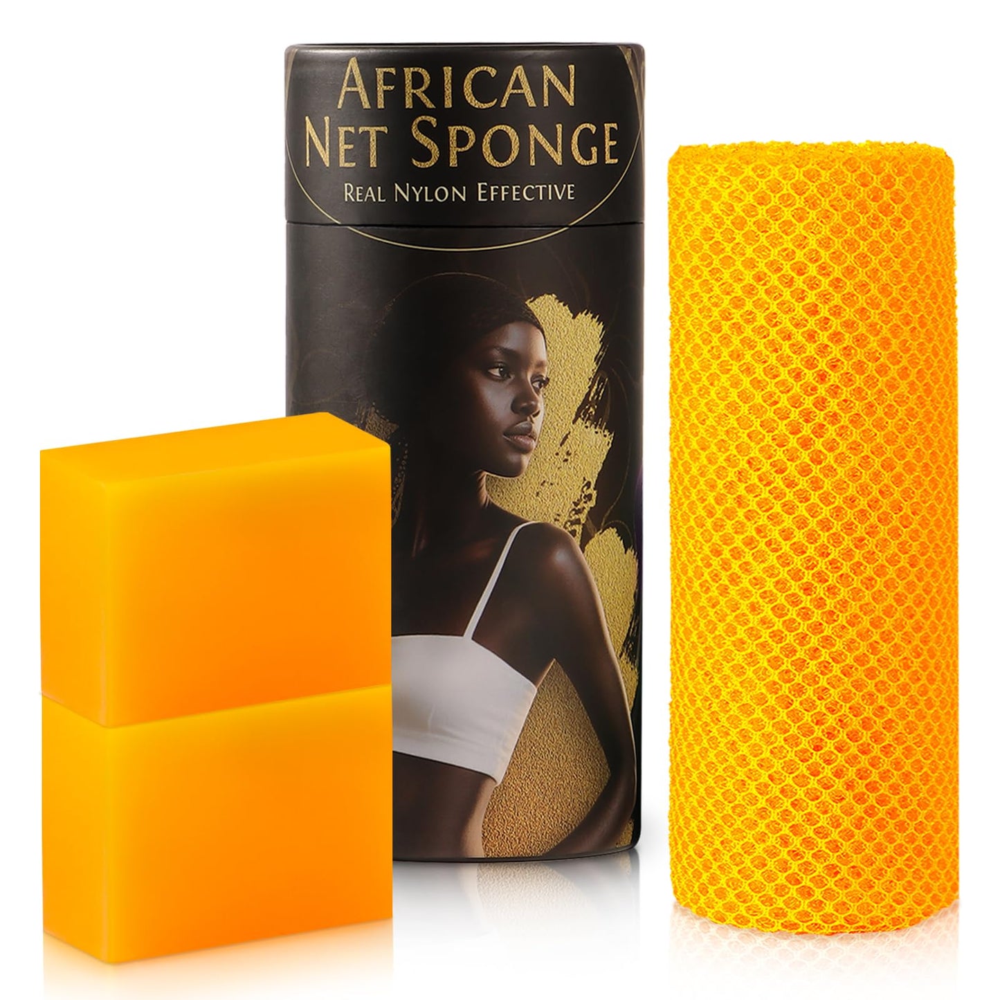 Kojic Acid Soap Bar with African Net Sponge, Exfoliating Bundle to Help Even Skin Tone and Unclog Pores, for Face and Body, Deep Cleansing Wash for Smoother, Revitalized Skin