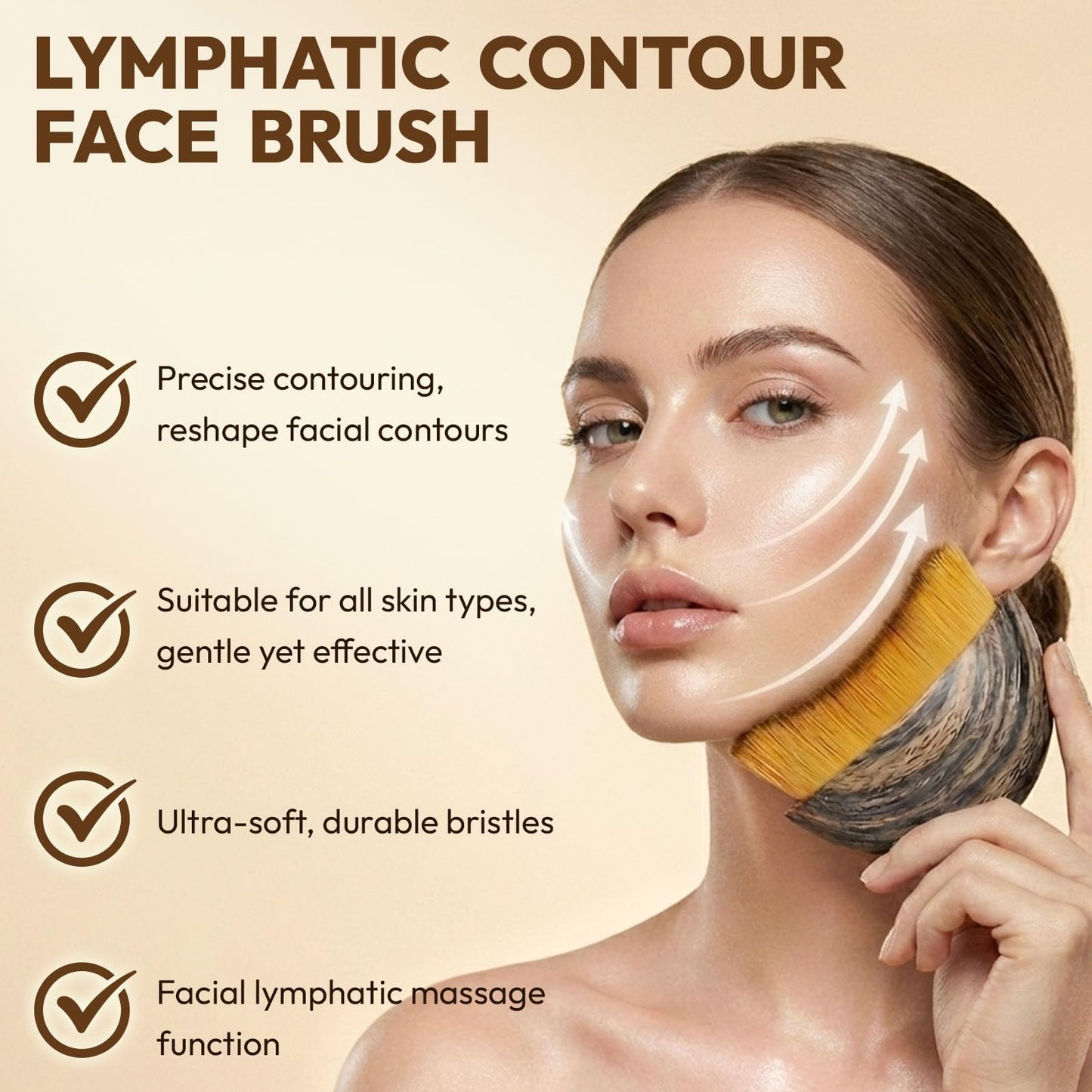 Lymphatic Contour Face Brush, Soft Contour Face Brush for Lymphatic Drainage, Chin & Jawline Sculpting, Dry Lymphatic Drainage Massager, Ergonomic Skin Fit Design to Reduce Puffiness, Relieve Fatigue