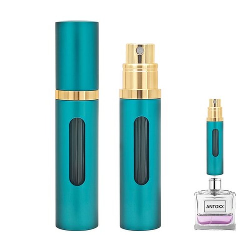 ANTOKX Perfume Travel Refillable Bottle - 5ML Pocket Perfume Atomizer, Travel Perfume Atomizer Refillable Perfume Spray Bottle, Portable Perfume Sprayer for Women and Men (Green)