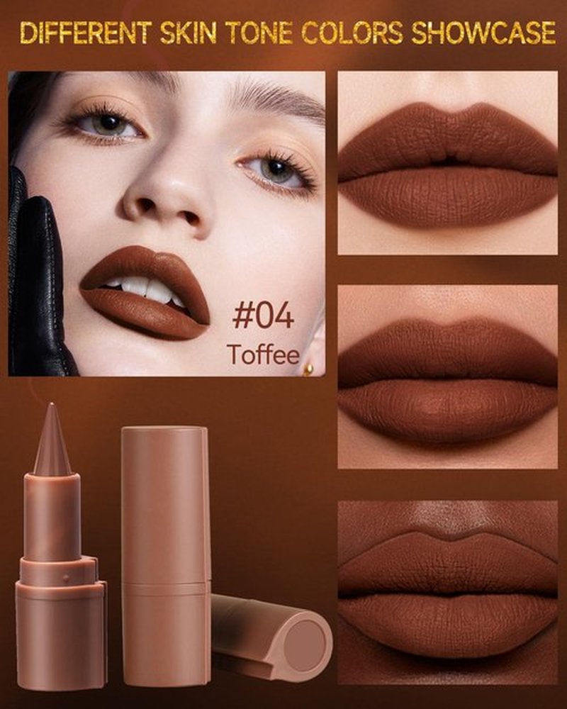 2 in 1 Lip Liner Lipstick, Toffee Lip Liner Lip Gloss, Velvet Matte Sharpened Head Lip Tint Stain, Long Lasting Waterproof Smudge-proof,Highly Pigmented Non-sticky Tinted Lip Balm,Lip Makeup for Women