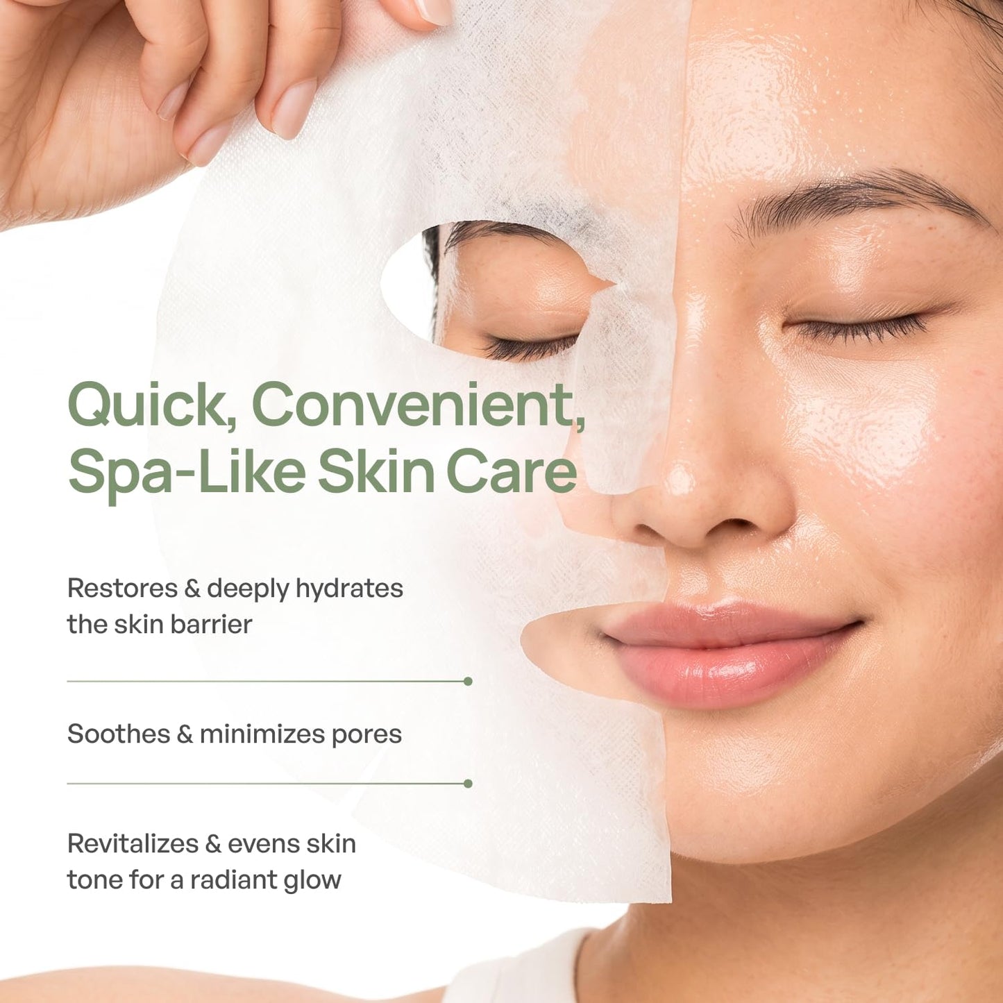 PLANTIFIQUE Korean Sheet Mask 5 Pack Variety Set - Hydrating Face Masks with Hyaluronic Acid - Soothing, Firming, Even Toning - Mascarillas Faciales