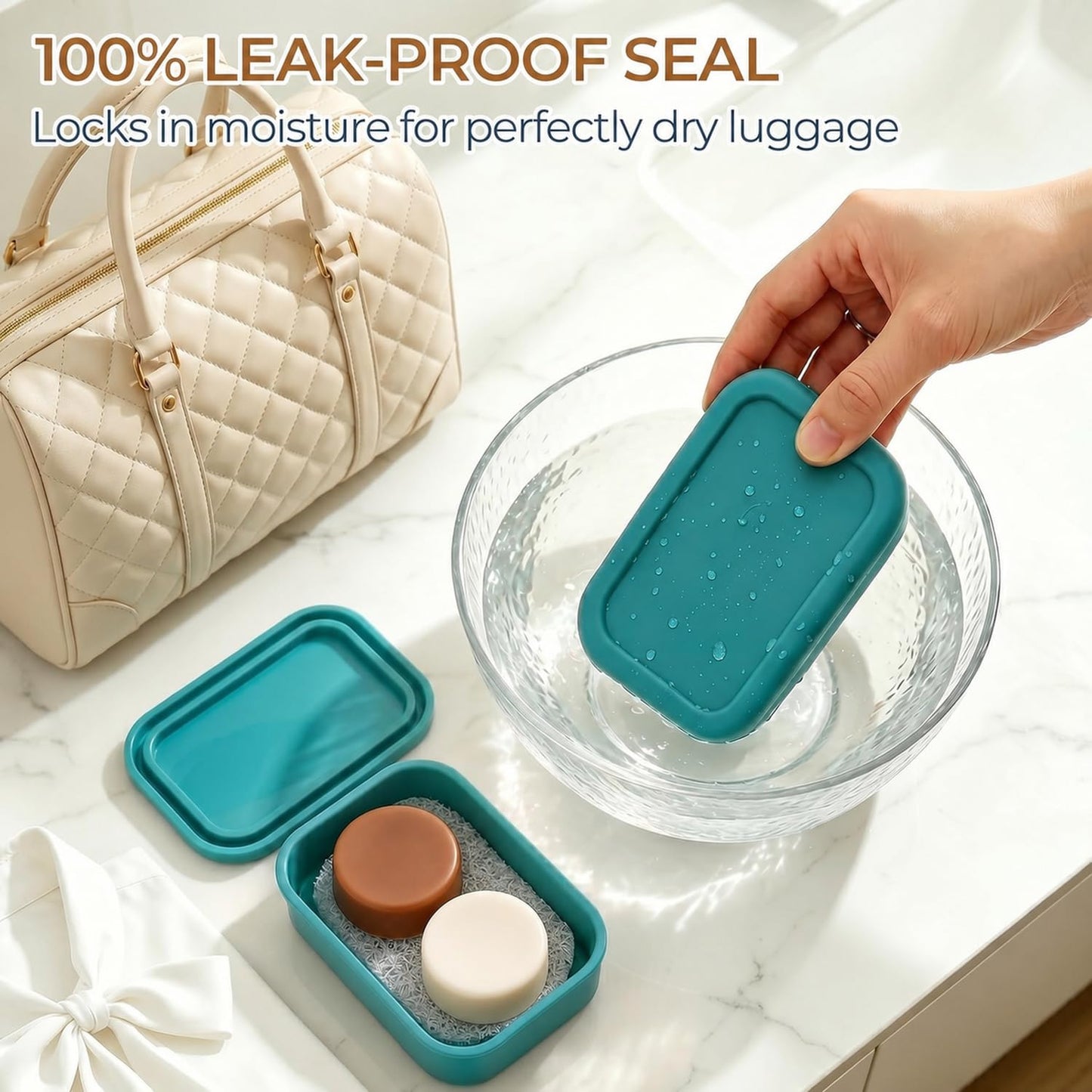 AIMAIAIMAI Silicone Shampoo Bar Travel Case with Drain Pad – Leak Proof Bar Soap Travel Case for 2 Bars, Shampoo & Conditioner Bar Holder for Camping, Gym | 1 Pack, Green