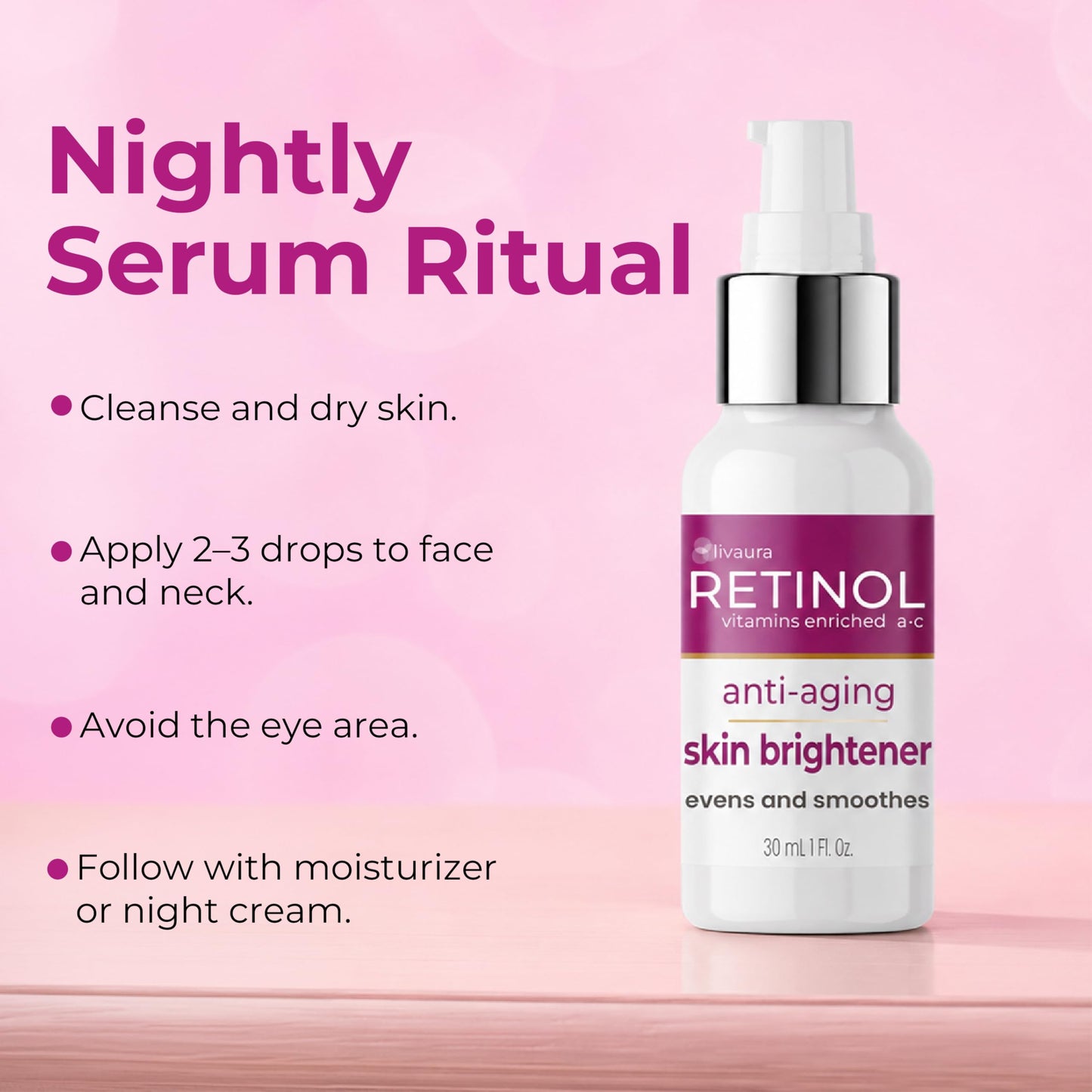 LIVAURA Retinol Skin Brightener - Brightening Face Serum for Dark Spots