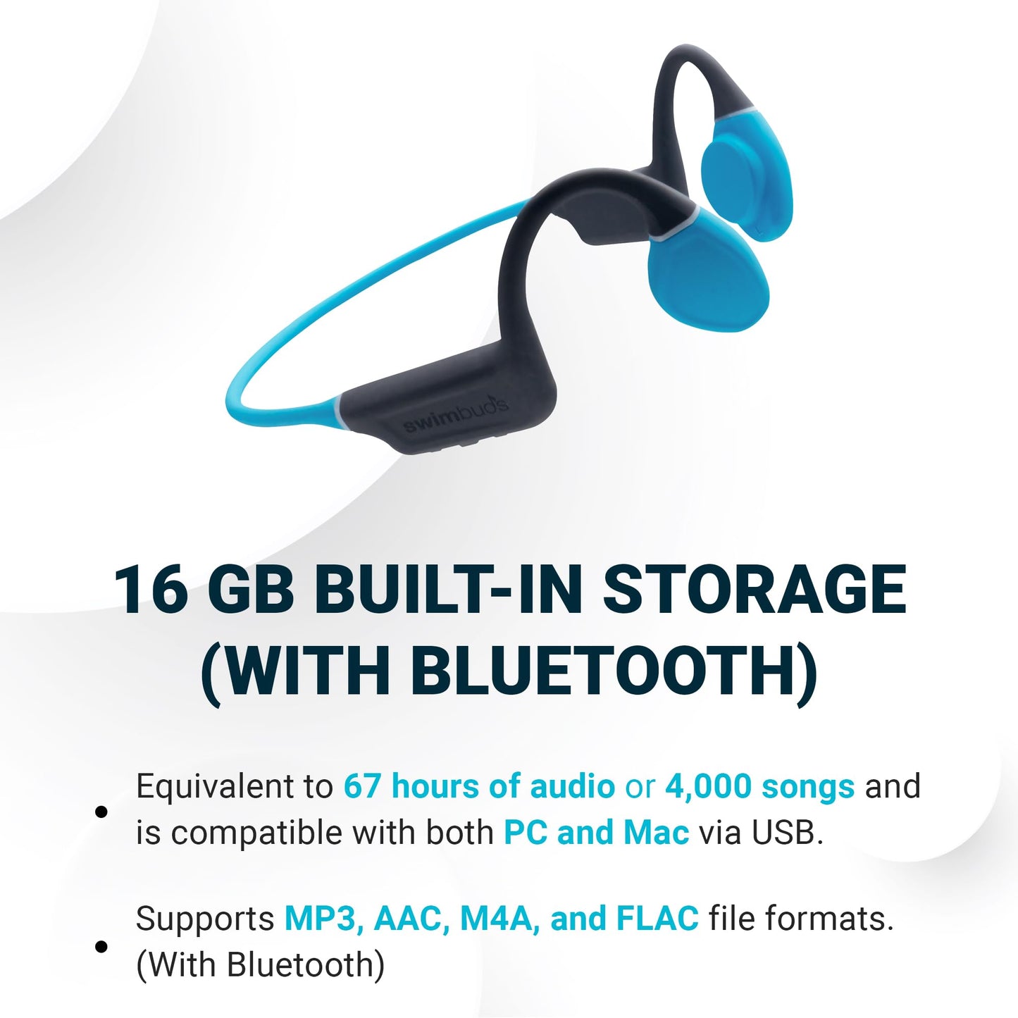 Underwater Audio Swimbuds Bone Conduction 2 Waterproof Swim Player, 16GB