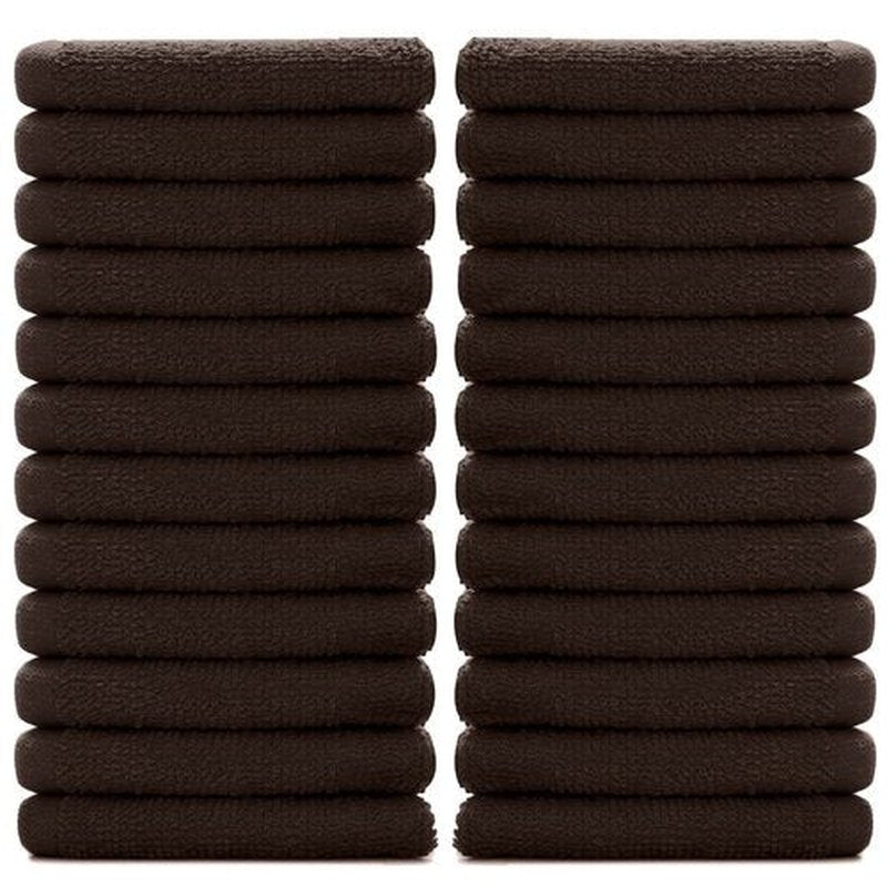 DAN RIVER 100% Cotton Washcloths 24 Pack Premium Quality Face and Body Cloth, Quick Dry Essential Towels for Bathroom, Hand, Kitchen & Cleaning, Baby Washcloths | 12X12 in | 400 GSM | Brown