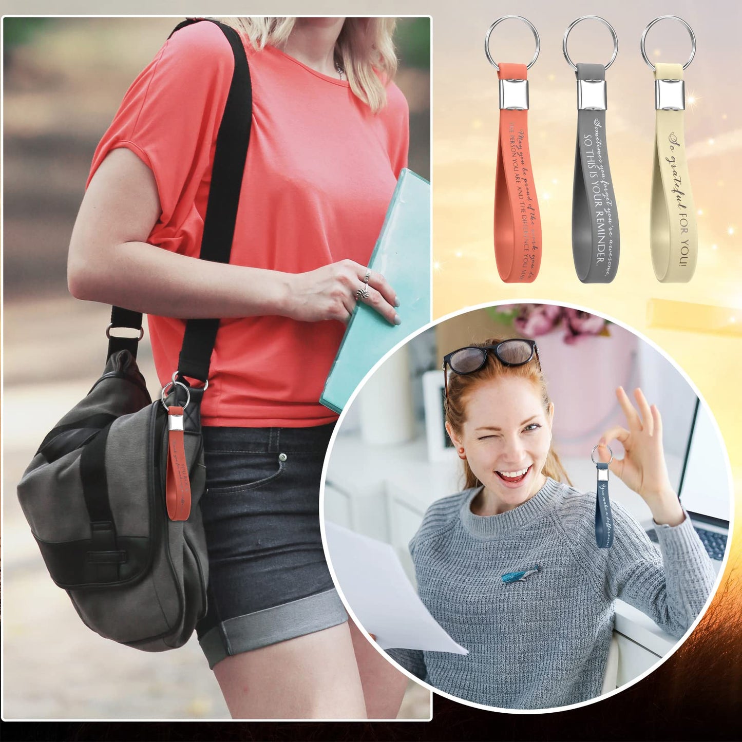 Nosiny 30 Pcs Keychain Appreciation Gift Bulk for CNA Employee Coworker Inspirational Thank You Gift for Teacher Nurse Staff(Bright)