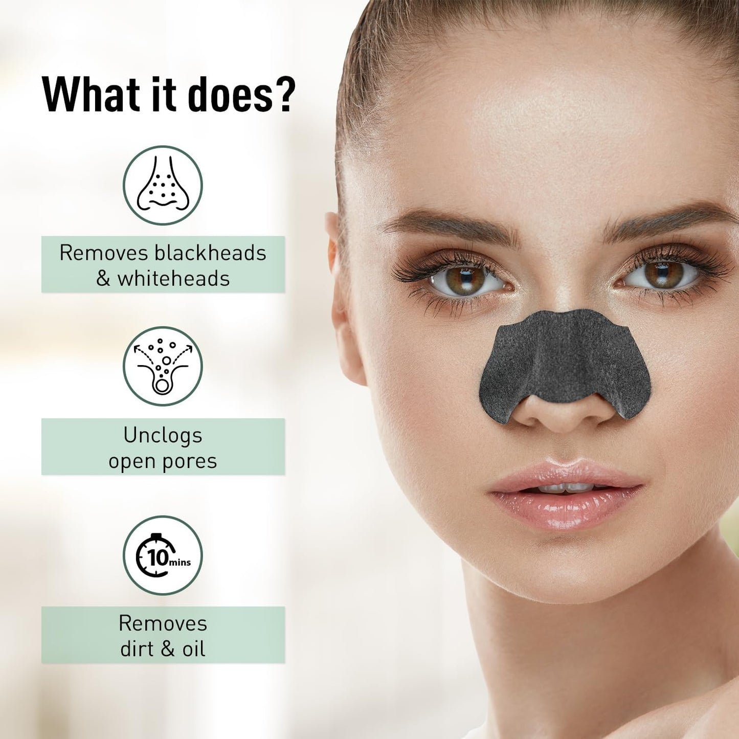 Sirona Blackhead Remover Bamboo Charcoal Nose Strips for Women – Pack of 8 | Painless & Instant Removal of Whiteheads, Blackheads, Pore Cleanser, Dirt & Oil
