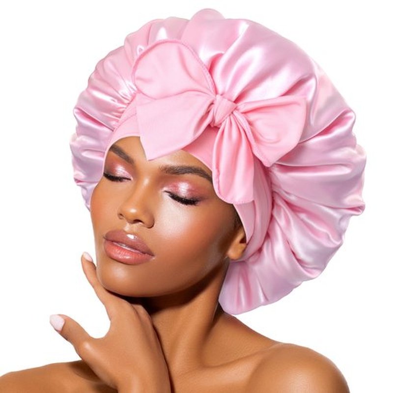 BONNET QUEEN Silk Bonnet for Sleeping Satin Hair Bonnet Adjustable Bonnet Pink Bonnets Sleep Bonnet for Women Girls Night Bonnets for Natural Curly Hair