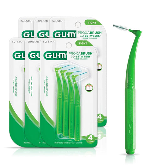 Soft Bristle Interdental Brushes for Plaque Removal - GUM Proxabrush Go-Betweens, Safe for Braces, 4ct (6pk)