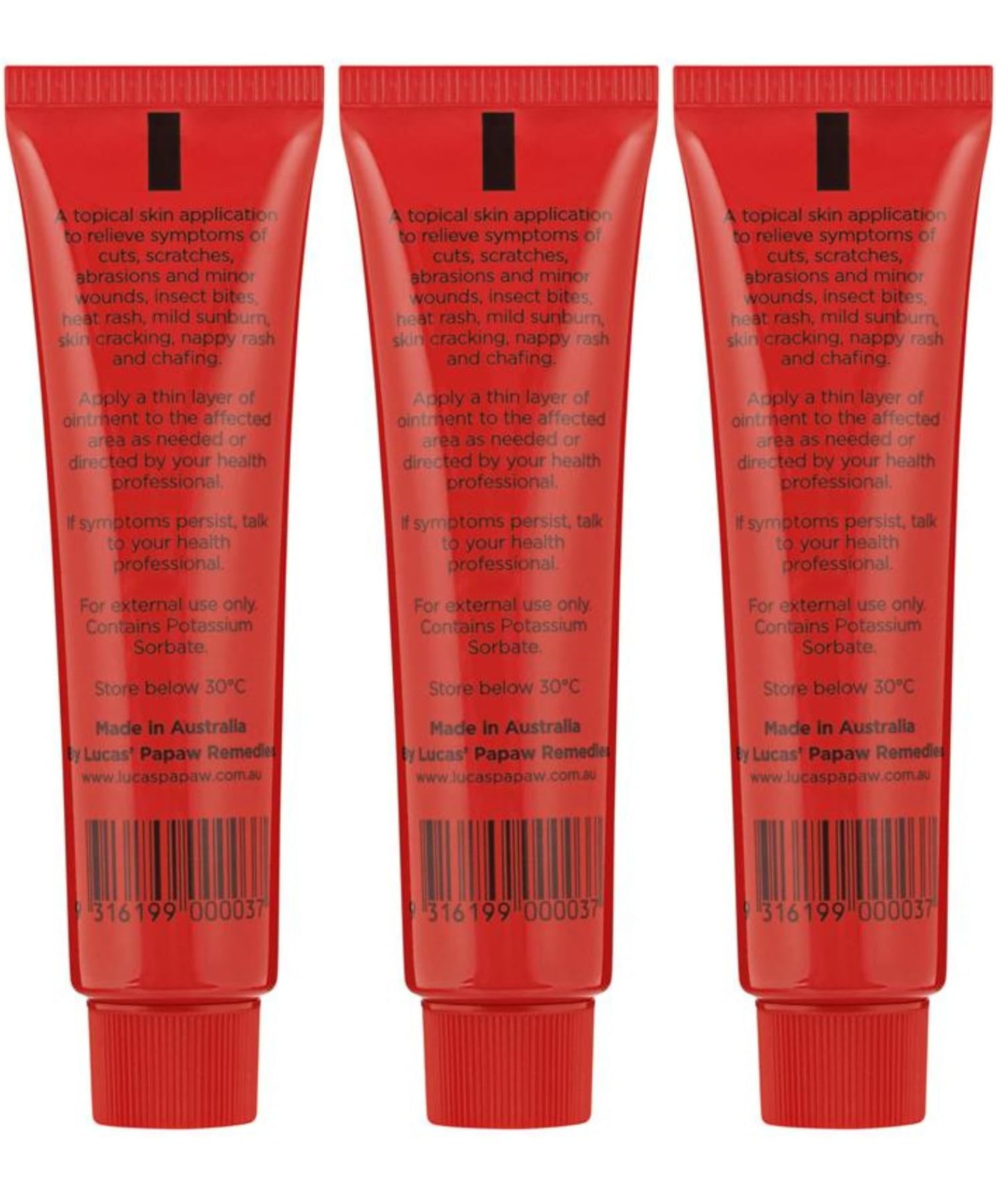 Lucas Papaw Ointment 15g Tubes with Lip Applicator — 3 Pack — Fermented Papaya Lip Balm for Dry, Chapped Lips, Travel Size, Made in Australia