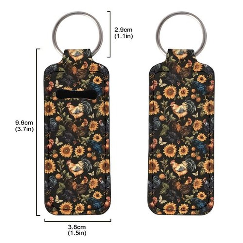 SEANATIVE Cute Chickens 5 PCS Lipstick Holder Keychain Chapstick Case Keychain Lip Balm Portable Sleeve Organizer Holder Cute Mini Keychain Chapstick Holder for Women