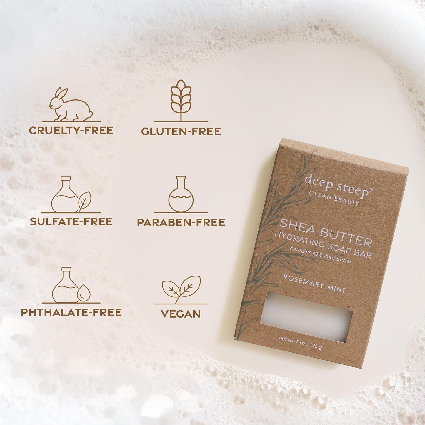 Deep Steep Bar Soap, Grapefruit Bergamot, 7 oz – Natural Soap Bar for Women & Men, Moisturizing Body & Hand Soap with Shea Butter & Coconut Oil – Vegan, Clean Beauty, Sensitive Skin