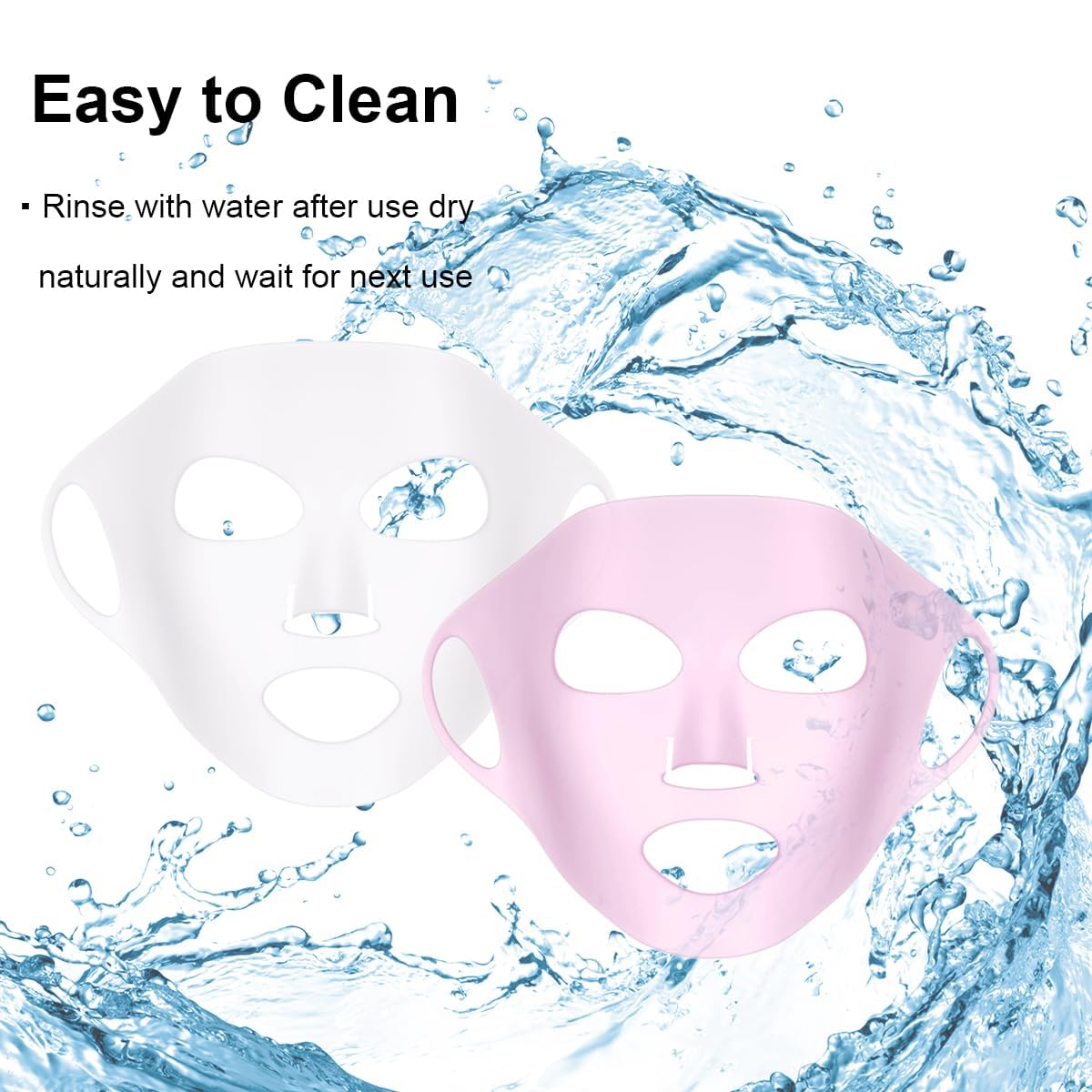 Naturahand 2 Pieces Silicone Mask, Reusable Anti-Wrinkle Silicone Face Mask for Sheet Prevent Evaporation Masks Face Care Tool Pink,White