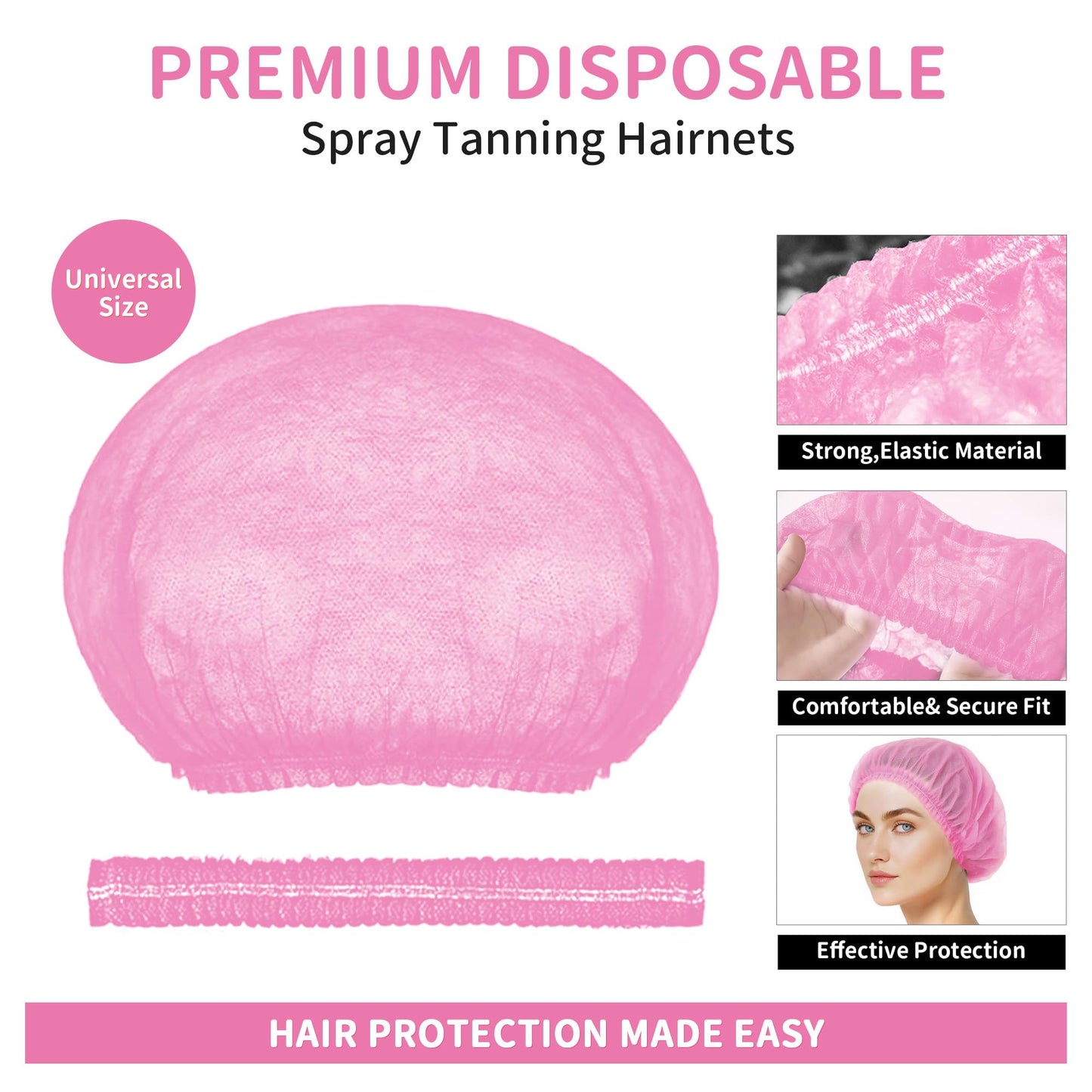 100 Pcs Tan Spray Tanning Essentials Kit: 20 Each Hair Nets, Nose Plugs, Sticky Spray Tan Feet Pads & Disposable Undergarments,Premium Quality Accessories for Salon