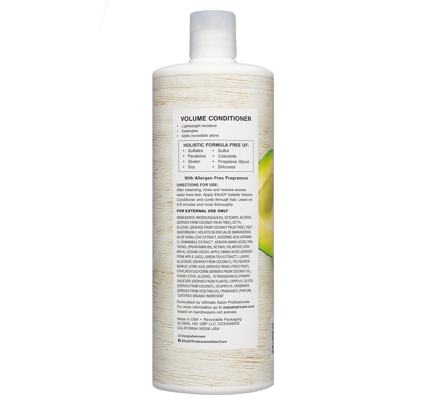ENJOY Hair Care Holistic Volume Conditioner, pH 3.5-4.5, Hair Conditioner For Damaged Hair, Conditioner Curly Hair Products - 10 Fl Oz