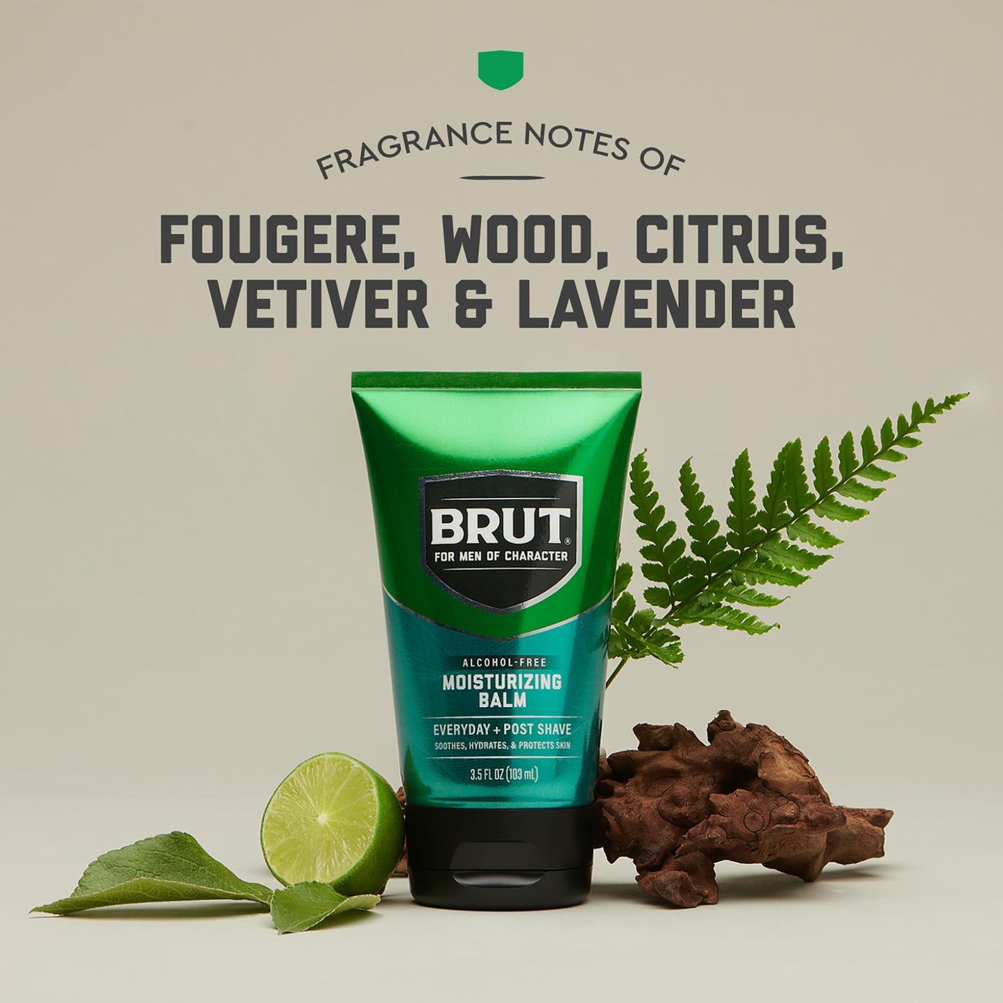 BRUT Moisturizing Balm - Soothing Men’s Face Moisturizer with Signature Scent - Lightweight and Grease-Free Aftershave Lotion - 3.5 oz