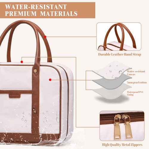 Toiletry Bag for Women Hanging Travel Toiletry Bag with Hook,Water-resistant Makeup Cosmetic Bag Travel Organizer for Toiletries, Accessories P-Beige