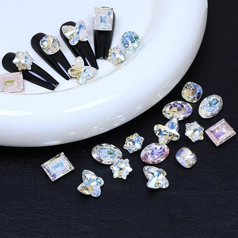 DONGZHOU 48pcs Nail Art Rhinestone Gems Mix Shape Point Back Fancy Stone Sew On Rhinestone Loose Crystal Sewing for Clothing Wedding Dress Nail Art Shoes Bags DIY Crafts(Colorful)