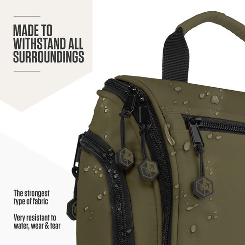VENTURE 4TH Hanging Travel Toiletry Bag for Women & Men - Travel Organizer with Expandable Compartments & Removable Clear Pouch for Toiletries (Dark Green)