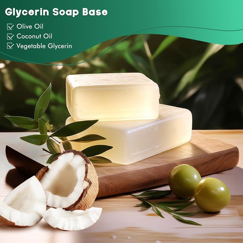 Glycerin Soap Base - Unscented Melt and Pour for DIY Crafting | Moisturizing Vegetable Glycerin & Coconut Oil, 2LB Transparent