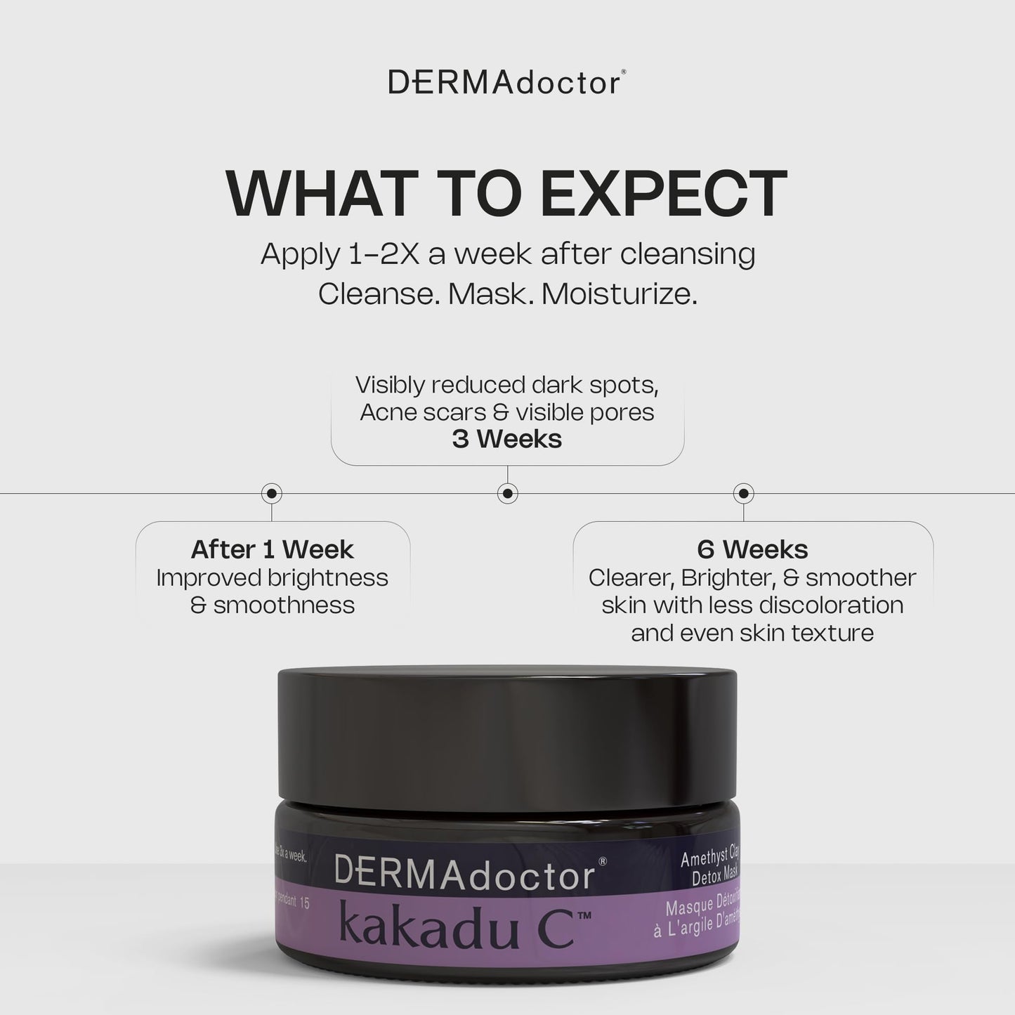 DERMAdoctor Clay Mask for Face with Bentonite & Kaolin Clay – Vitamin C Mask for Face, Pore Minimizer, Facial Detox, Facial Oil Remover, Illuminator, Acne Scar care - 15 Minutes - 1.69 oz