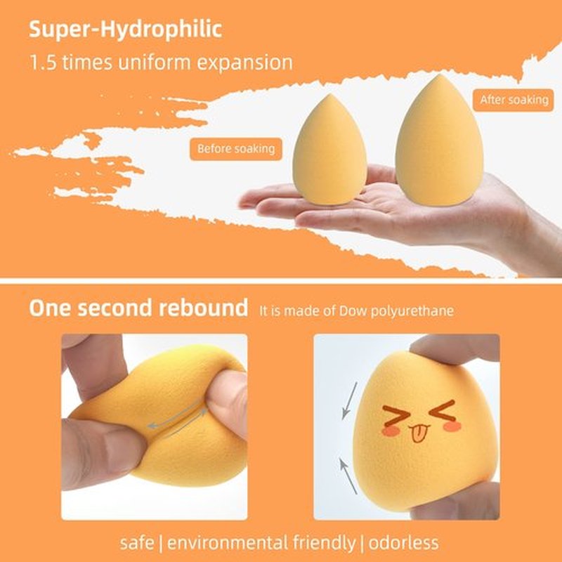 COSTICA Makeup Sponge Set Blender, Beauty Sponge Makeup Blender Flawless for Liquid - Multi Colored 4 pcs Mango Series