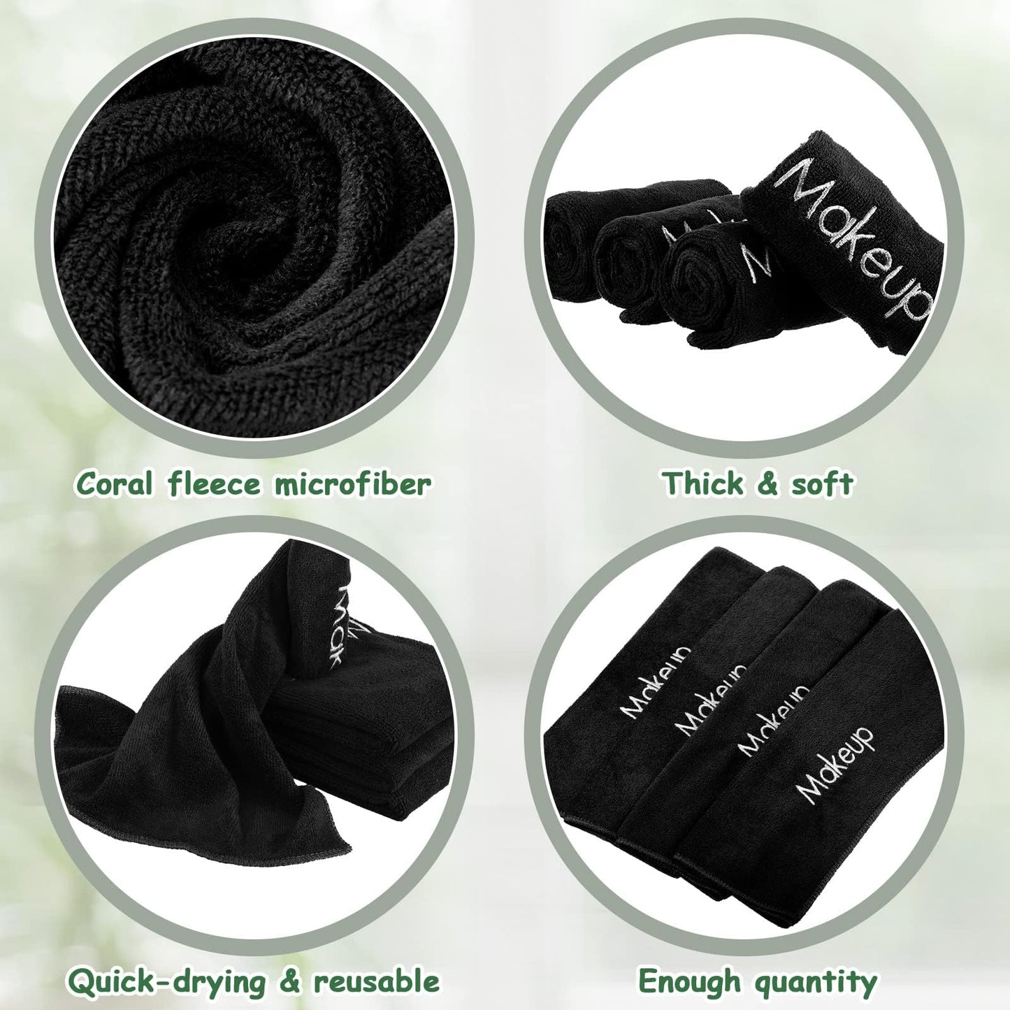 Shimeyao 50 Pack Makeup Towels Black Makeup Washcloths for Face Microfiber Remover Cloth 13x13 Inch Quick Dry Face Towels for Cleansing Hand