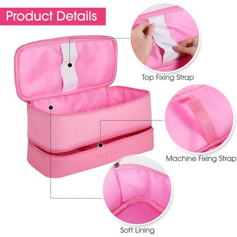 GENCAM Double-Layer Airwrap Travel Case for Shark Flexstyle, Carrying Case for Shark 430/440 Flexstyle, Travel Bag for Shark Flexstyle/Dyson Airwrap Styler and Attachments (rose red)