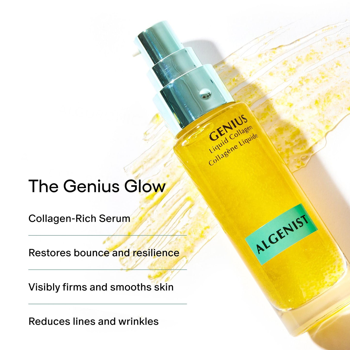 Algenist GENIUS Liquid Collagen Serum - Firming & Hydrating Vegan Face Serum with Alguronic Acid + Vitamin E - Helps Visibly Minimize Fine Lines + Wrinkles & Improve Elasticity (1 oz)