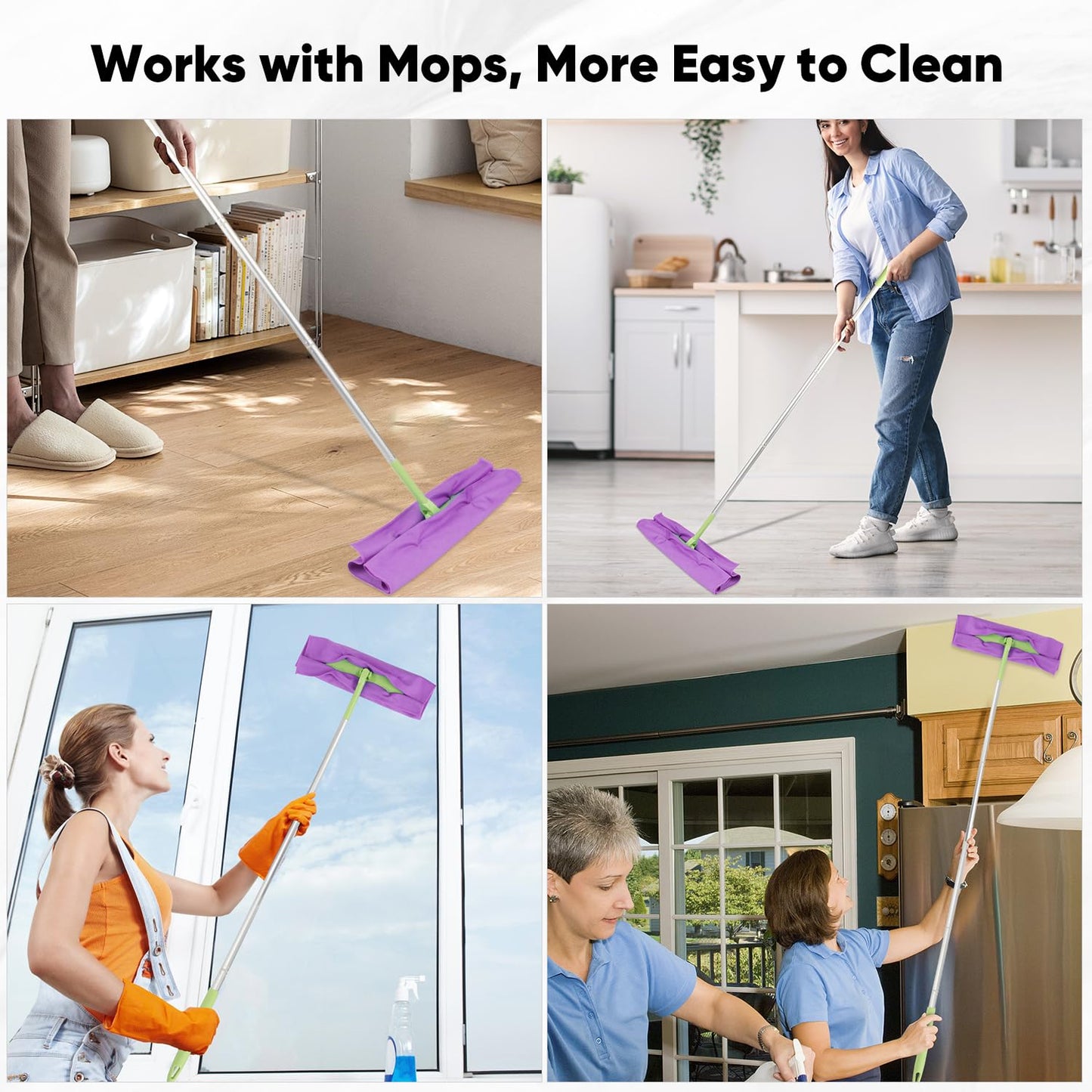 HOMEXCEL Microfiber Glass Cleaning Cloths 6 PK, Lint Free Streak Free, Reusable Microfiber Magic Cleaning Cloth for Windows, Glasses, Mirrors, Screens, Stainless Steel, and More Purple-14×16"