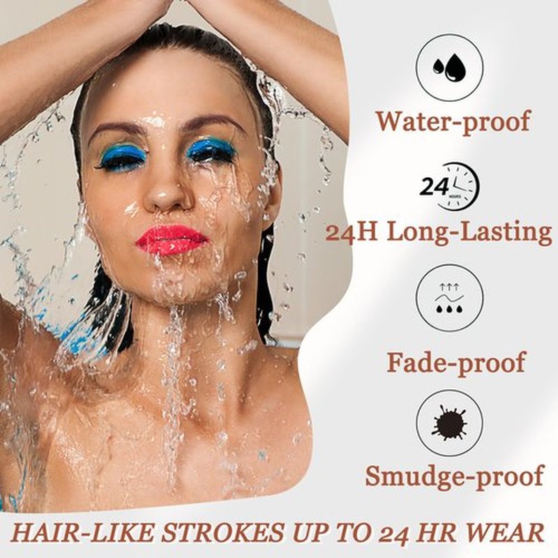 Eyebrow Pen - Eyebrow Pencil, Brow Pencil 2-in-1 Dual-Ended Microblading Eyebrow Pen with Micro-Fork-Tip and Precise Brush-Tip Create Natural Hair-Like Brows, Last All-Day, Black