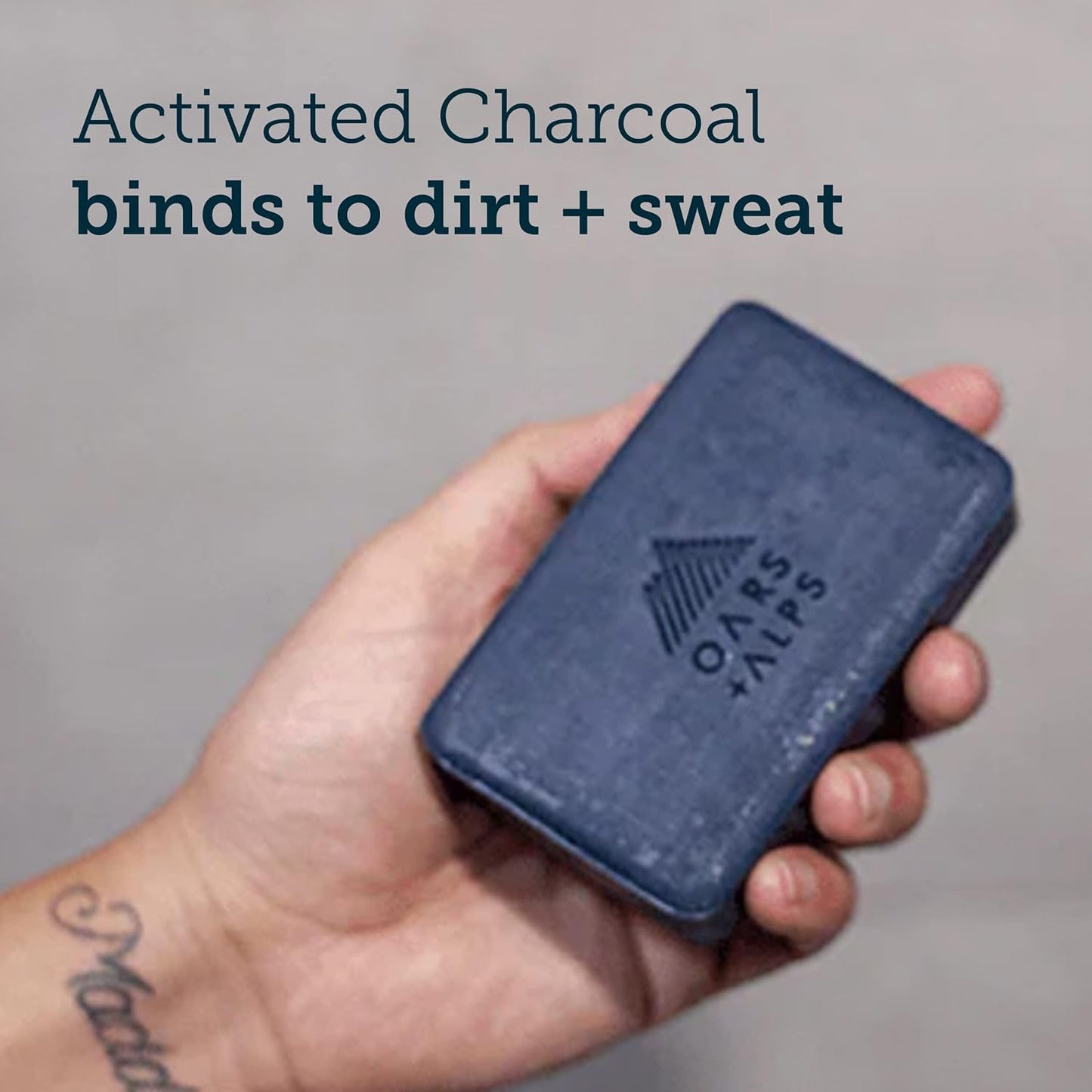 Oars + Alps Blue Charcoal Exfoliating Men's Bar Soap, Dermatologist Tested and Made with Clean Ingredients, Travel Size, 3 Pack, 6 Oz Each
