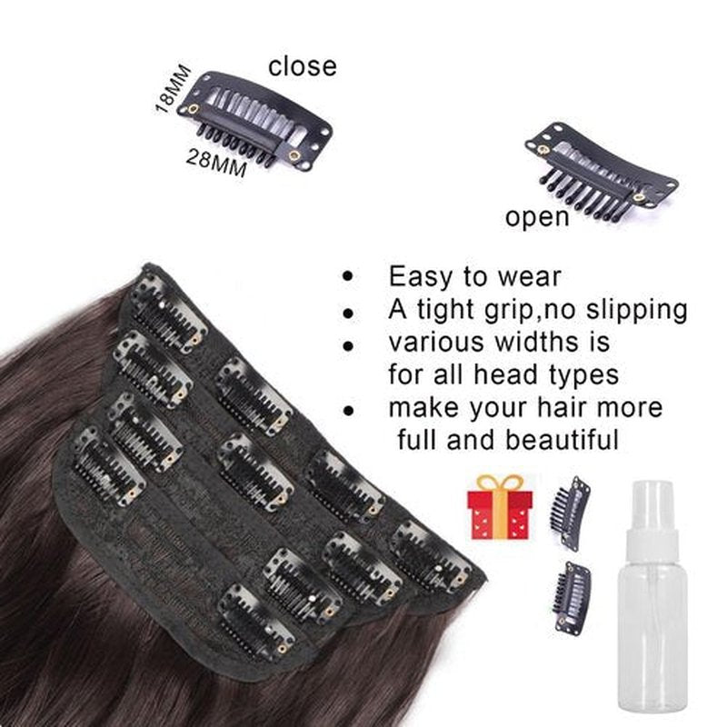 20inch Black Hair Extension for Women 4PCS Thick Hairpieces Natural Synthetic Clip in Hair Extension Double Weft Long Wavy Hair Extensions Clip Ins Hairpicecs (20INCH, 1B)