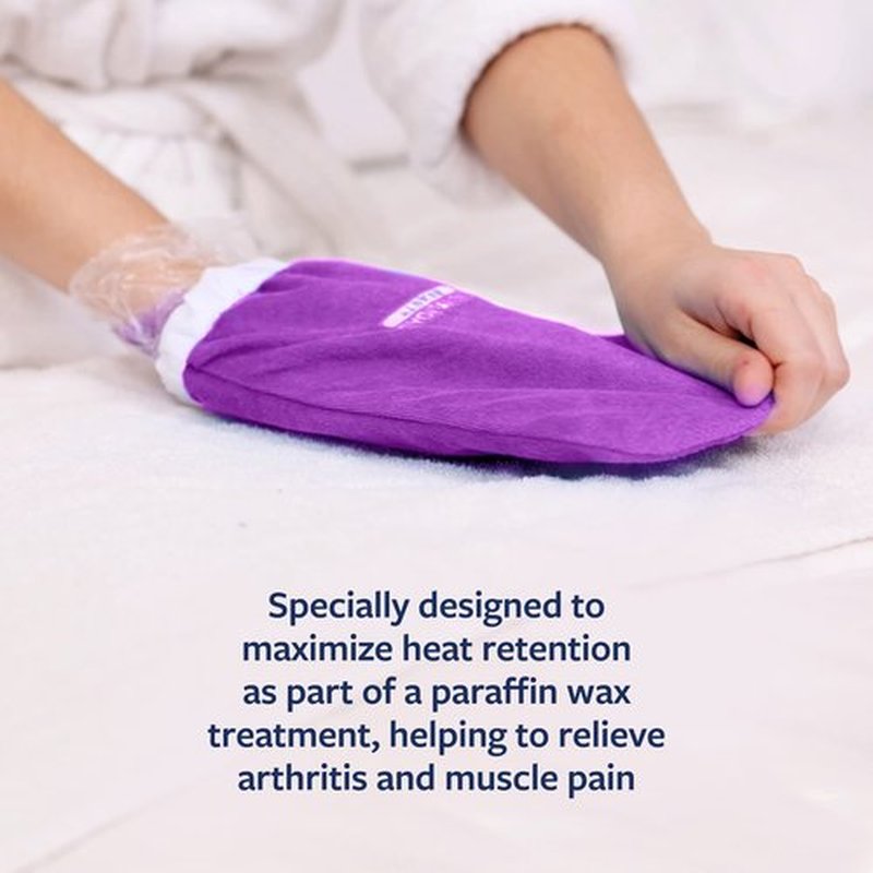 New Road Beauty - Paraffin Wax Mitts for Hand and Foot, Thick Heat Therapy Insulated Terry Cloth for Paraffin Treatments, Use For Pedicure Foot Spa - Purple