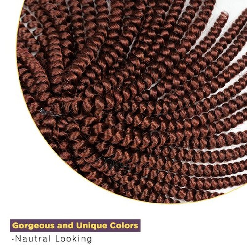 JOEDIR HAIR Spring Twist Crochet Hair 8 Inches 8 Pieces/Pack 350# Copper Red Synthetic Spring Curl for Black Women Brading Hair Extension (Color:CHESTNUT12)