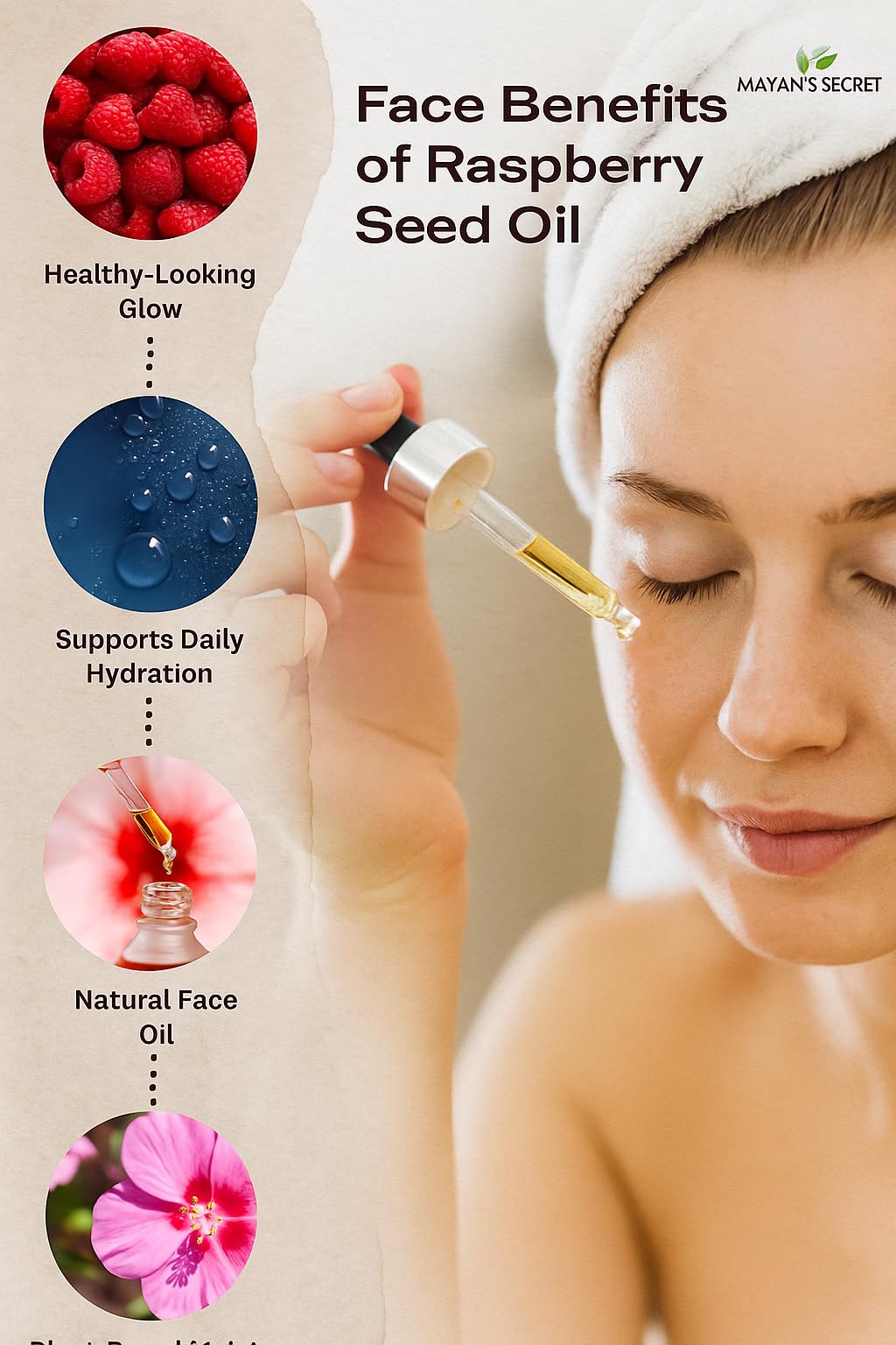 Mayan’s Secret Red Raspberry Seed Oil 4 oz – 100% Pure Cold Pressed Unrefined Virgin Oil for Skin, Face, Hair & Body – Lightweight Moisturizing Oil
