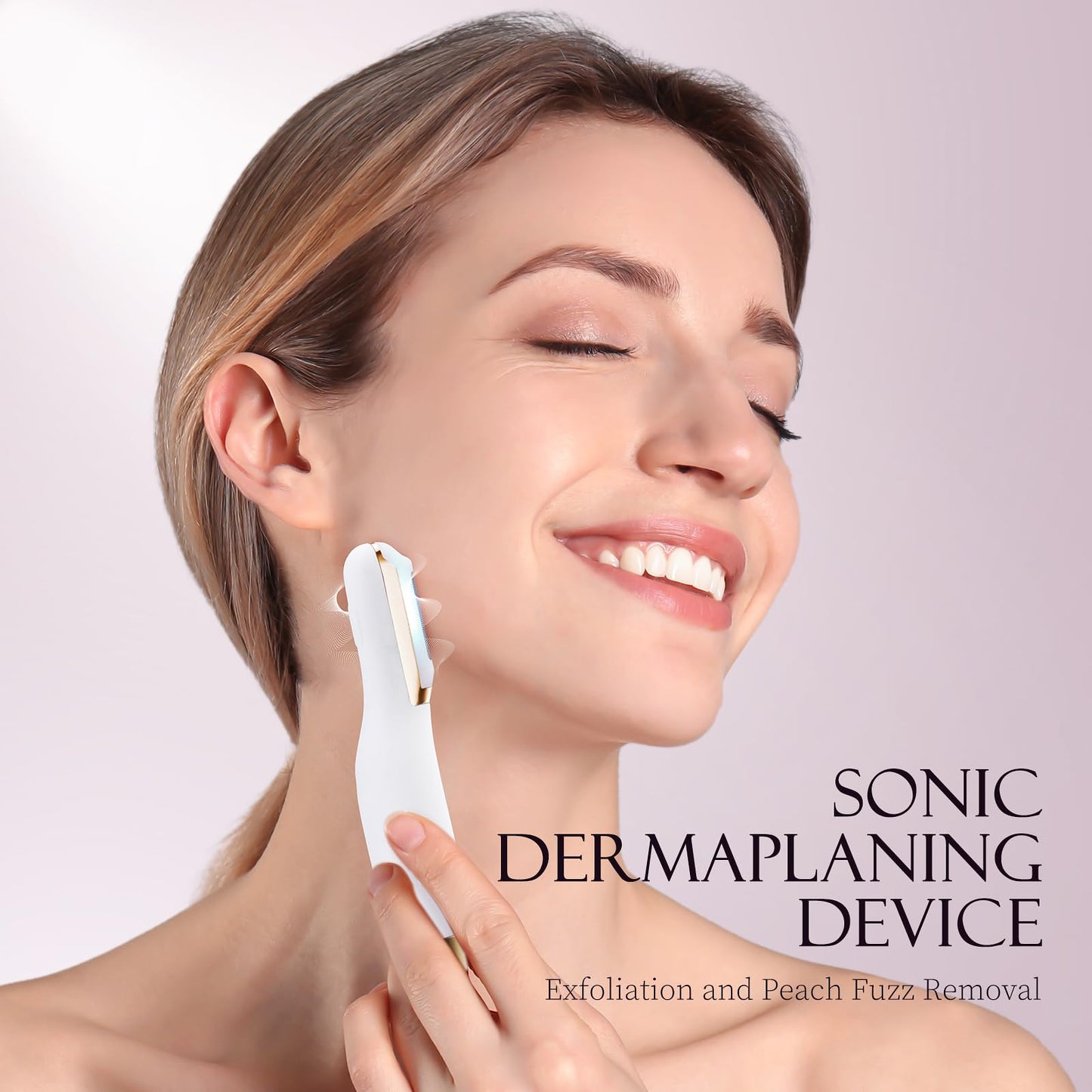 CEVEK Sonic Dermaplaning Tool - Electric Facial Hair Remover for Women & Eyebrow Trimmer, Exfoliating Face Razor with 8 Replacement Blades (3 Months Supply) for Peach Fuzz & Dead Skin (White)