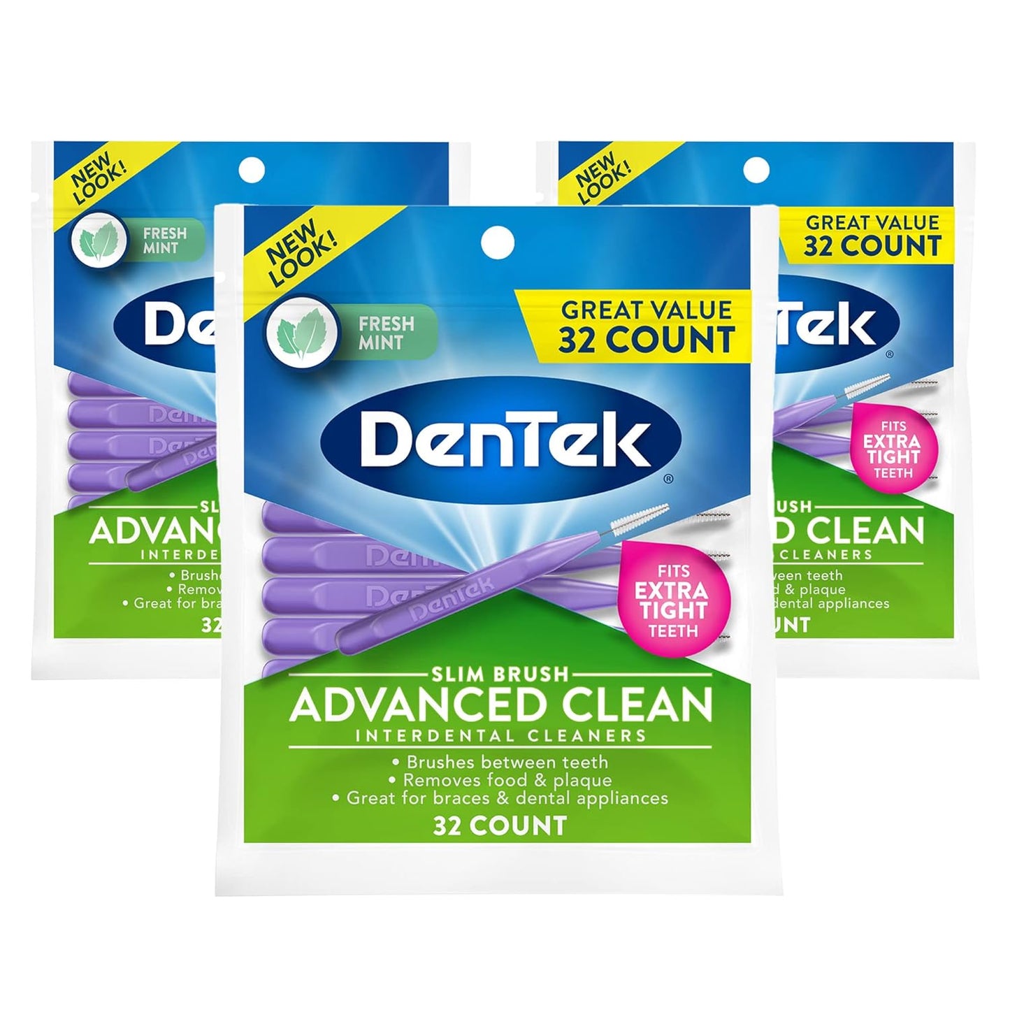 DenTek Easy Brush Interdental Cleaners, Mint, 16 Count | 10 Pack