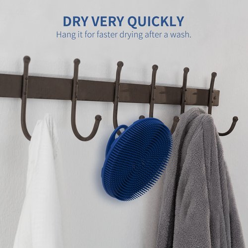 Silicone Body Scrubber Shower Bath Brush, More Hygienic Than Traditional Loofah, Lather Nicely, Long Lasting, Gentle Exfoliating for Women Men Baby Sensitive Skin, 1 Pack, Blue