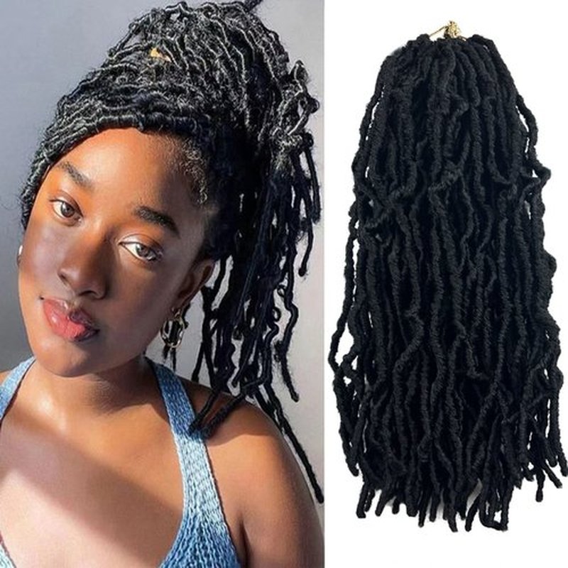 Paraglame Short Faux Locs Crochet Hair 14 Inch Soft Locs 8 Packs Natural Black Pre-Looped Crochet Hair, New Soft Faux Locs Curly Hair Extension, Goddess Locs Crochet Hair for Women (8 Packs, 1B#)